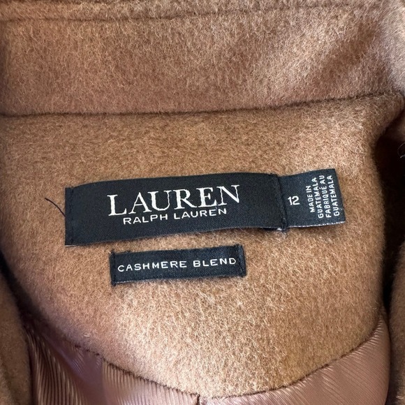 Lauren Ralph Lauren NWOT Classic Camel Belted Wool Blend Wrap Cashmere Coat S 12 - Picture 9 of 16